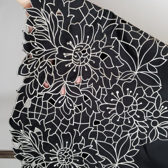 WHBM Satin & Floral Embroidered Strapless Dress - Picture 4 of 6